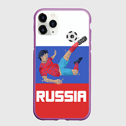 Чехол iPhone 11 Pro матовый Russia Footballer, цвет: 3D-фиолетовый