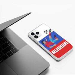 Чехол iPhone 11 Pro матовый Russia Footballer, цвет: 3D-белый — фото 2