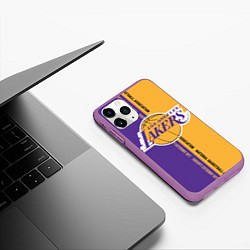 Чехол iPhone 11 Pro матовый NBA: LA Lakers, цвет: 3D-фиолетовый — фото 2
