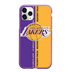 Чехол iPhone 11 Pro матовый NBA: LA Lakers, цвет: 3D-фиолетовый