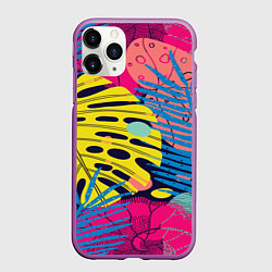 Чехол iPhone 11 Pro матовый Тропическая мода, цвет: 3D-фиолетовый