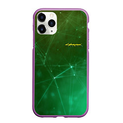 Чехол iPhone 11 Pro матовый Cyberpunk 2077: Green Network, цвет: 3D-фиолетовый