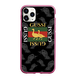 Чехол iPhone 11 Pro матовый GUSSI Style, цвет: 3D-малиновый