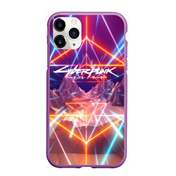 Чехол iPhone 11 Pro матовый Cyberpunk 2077: Neon Lines, цвет: 3D-фиолетовый