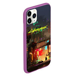 Чехол iPhone 11 Pro матовый Cyberpunk 2077: Night City, цвет: 3D-фиолетовый — фото 2