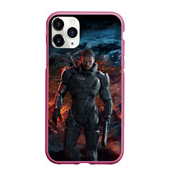 Чехол iPhone 11 Pro матовый Mass Effect: Soldier, цвет: 3D-малиновый