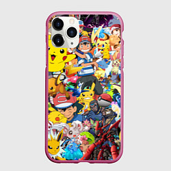 Чехол iPhone 11 Pro матовый Pokemon Bombing, цвет: 3D-малиновый