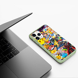 Чехол iPhone 11 Pro матовый Pokemon Bombing, цвет: 3D-салатовый — фото 2