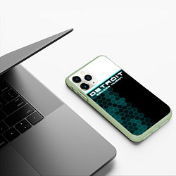 Чехол iPhone 11 Pro матовый Detroit: Cyber Hexagons, цвет: 3D-салатовый — фото 2
