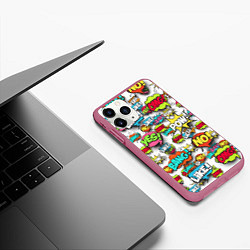 Чехол iPhone 11 Pro матовый Pop art Fashion, цвет: 3D-малиновый — фото 2