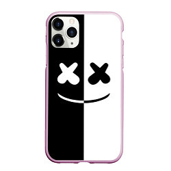 Чехол iPhone 11 Pro матовый Marshmello: Black & White, цвет: 3D-розовый