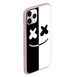 Чехол iPhone 11 Pro матовый Marshmello: Black & White, цвет: 3D-розовый — фото 2