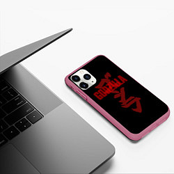 Чехол iPhone 11 Pro матовый Godzilla: Hieroglyphs, цвет: 3D-малиновый — фото 2