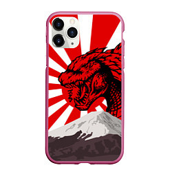 Чехол iPhone 11 Pro матовый Japanese Godzilla, цвет: 3D-малиновый