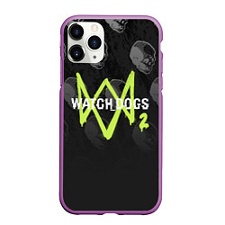 Чехол iPhone 11 Pro матовый Watch Dogs 2: Skulls Pattern, цвет: 3D-фиолетовый
