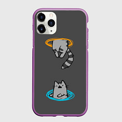 Чехол iPhone 11 Pro матовый Кот в Портале, цвет: 3D-фиолетовый
