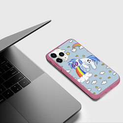 Чехол iPhone 11 Pro матовый Рарити пони, цвет: 3D-малиновый — фото 2