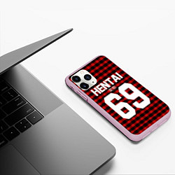 Чехол iPhone 11 Pro матовый Hentai 69: Red Grid, цвет: 3D-розовый — фото 2