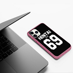 Чехол iPhone 11 Pro матовый Hentai 69: Black Style, цвет: 3D-малиновый — фото 2