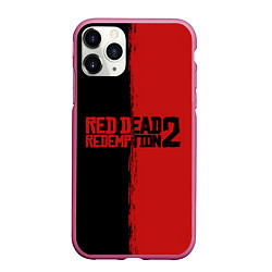 Чехол iPhone 11 Pro матовый RDD 2: Black & Red, цвет: 3D-малиновый