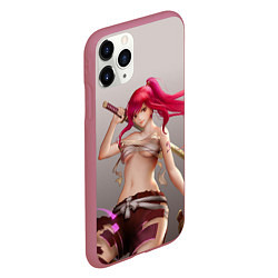 Чехол iPhone 11 Pro матовый Fairy Tail Red Erza Scarlet, цвет: 3D-малиновый — фото 2