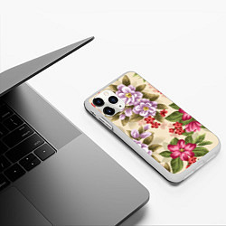Чехол iPhone 11 Pro матовый Цветочный мотив, цвет: 3D-белый — фото 2