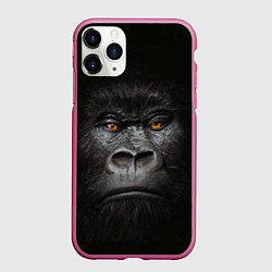 Чехол iPhone 11 Pro матовый Морда Гориллы, цвет: 3D-малиновый