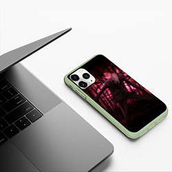 Чехол iPhone 11 Pro матовый Slender: Dark Wood, цвет: 3D-салатовый — фото 2
