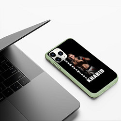 Чехол iPhone 11 Pro матовый Хабиб: Дагестанский борец, цвет: 3D-салатовый — фото 2