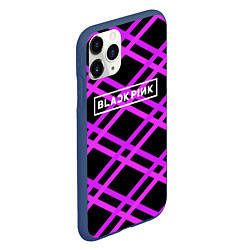Чехол iPhone 11 Pro матовый Black Pink: Neon Lines, цвет: 3D-тёмно-синий — фото 2