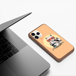 Чехол iPhone 11 Pro матовый Raccoon Love Coffee, цвет: 3D-коричневый — фото 2