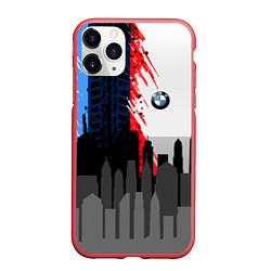 Чехол iPhone 11 Pro матовый BMW: Speed City, цвет: 3D-красный