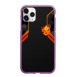 Чехол iPhone 11 Pro матовый Cyberpunk 2077: Samurai Flame, цвет: 3D-фиолетовый