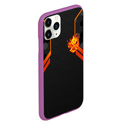 Чехол iPhone 11 Pro матовый Cyberpunk 2077: Samurai Flame, цвет: 3D-фиолетовый — фото 2