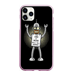 Чехол iPhone 11 Pro матовый Kill All Humans, цвет: 3D-розовый