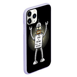 Чехол iPhone 11 Pro матовый Kill All Humans, цвет: 3D-светло-сиреневый — фото 2