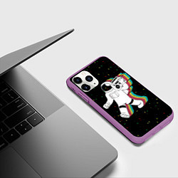 Чехол iPhone 11 Pro матовый Космонавт с магнитофоном, цвет: 3D-фиолетовый — фото 2