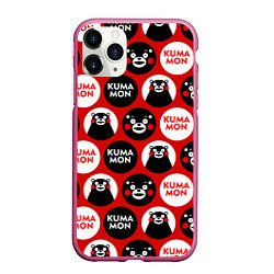 Чехол iPhone 11 Pro матовый Kumamon Pattern, цвет: 3D-малиновый