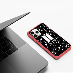 Чехол iPhone 11 Pro матовый BTS: White Drops, цвет: 3D-красный — фото 2