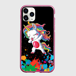 Чехол iPhone 11 Pro матовый Малыш-единорог, цвет: 3D-малиновый