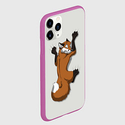 Чехол iPhone 11 Pro матовый Лис вцепился, цвет: 3D-фиолетовый — фото 2