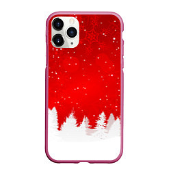 Чехол iPhone 11 Pro матовый Christmas pattern, цвет: 3D-малиновый