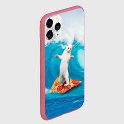 Чехол iPhone 11 Pro матовый Кот-серфер, цвет: 3D-малиновый — фото 2