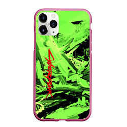 Чехол iPhone 11 Pro матовый Cyberpunk 2077: Green Breaks, цвет: 3D-малиновый