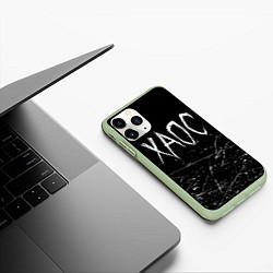 Чехол iPhone 11 Pro матовый GONE Fludd ХАОС Черный, цвет: 3D-салатовый — фото 2