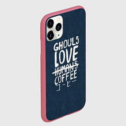 Чехол iPhone 11 Pro матовый Ghouls Love Coffee, цвет: 3D-малиновый — фото 2