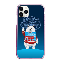 Чехол iPhone 11 Pro матовый Merry Christmas, цвет: 3D-розовый