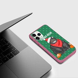 Чехол iPhone 11 Pro матовый Оливье неси, цвет: 3D-малиновый — фото 2