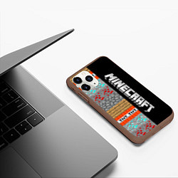 Чехол iPhone 11 Pro матовый Minecraft Blocks, цвет: 3D-коричневый — фото 2