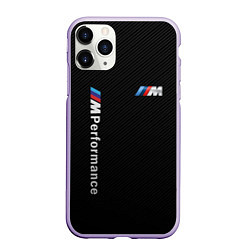 Чехол iPhone 11 Pro матовый BMW M PERFORMANCE CARBON КАРБОН, цвет: 3D-светло-сиреневый